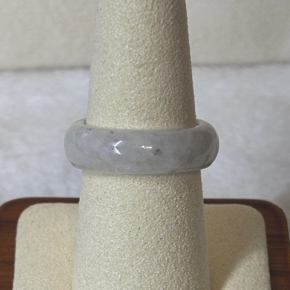 NEW Grade A Genuine White Jadeite Jade Band Ring Size 8